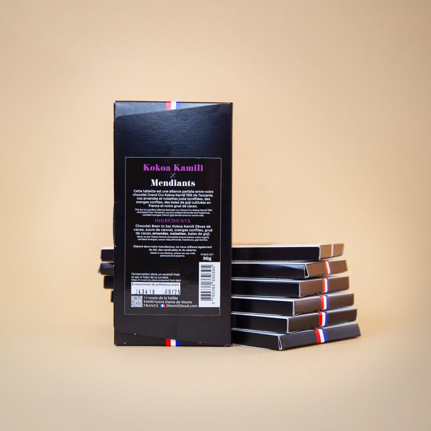 Tablette de chocolat noir grand cru façon mendiant