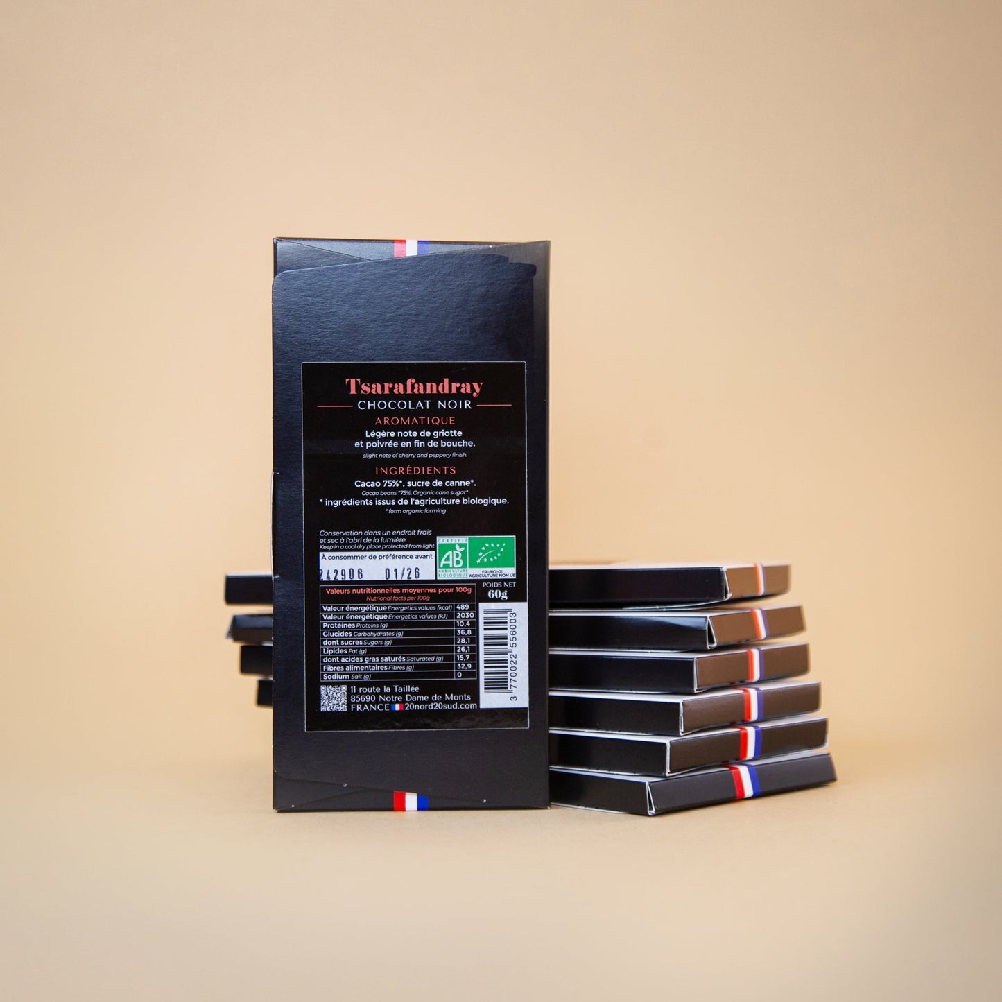 Tablette de chocolat noir grand cru 72% Bio - Origine Madagascar